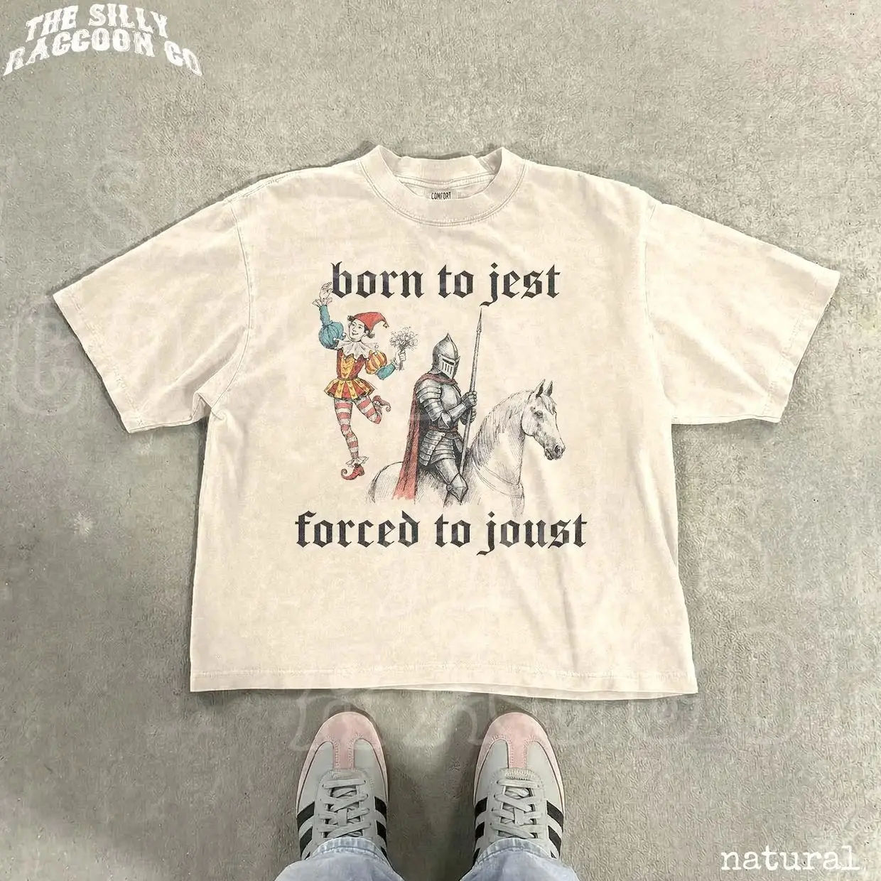 Born To Jest Forced To Joust Shirt Funny Medieval Meme Tee Renaissance Faire Jester Knight Graphic Vintage Top For Men Women