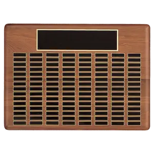 22 X 30/Plates 7/8 X 2 3/4 American Walnut 120 Plate Perpetual Solid Walnut Recognition Plaque With Black Brass Plated Steel