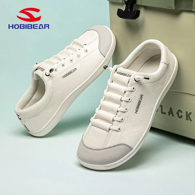 HOBIBEAR wide-toe barefoot shoes for men and women—casual slip-on canvas sneakers that are comfortable, lightweight, breathable, and lace-free; suitable for sports, everyday commuting, and walking.