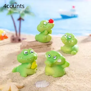 4pcs Mini Crocodile Resin Figurines Set, Cute Creative Decorations for Home Office Computer Desk, Fairy Garden Aquarium Decoration