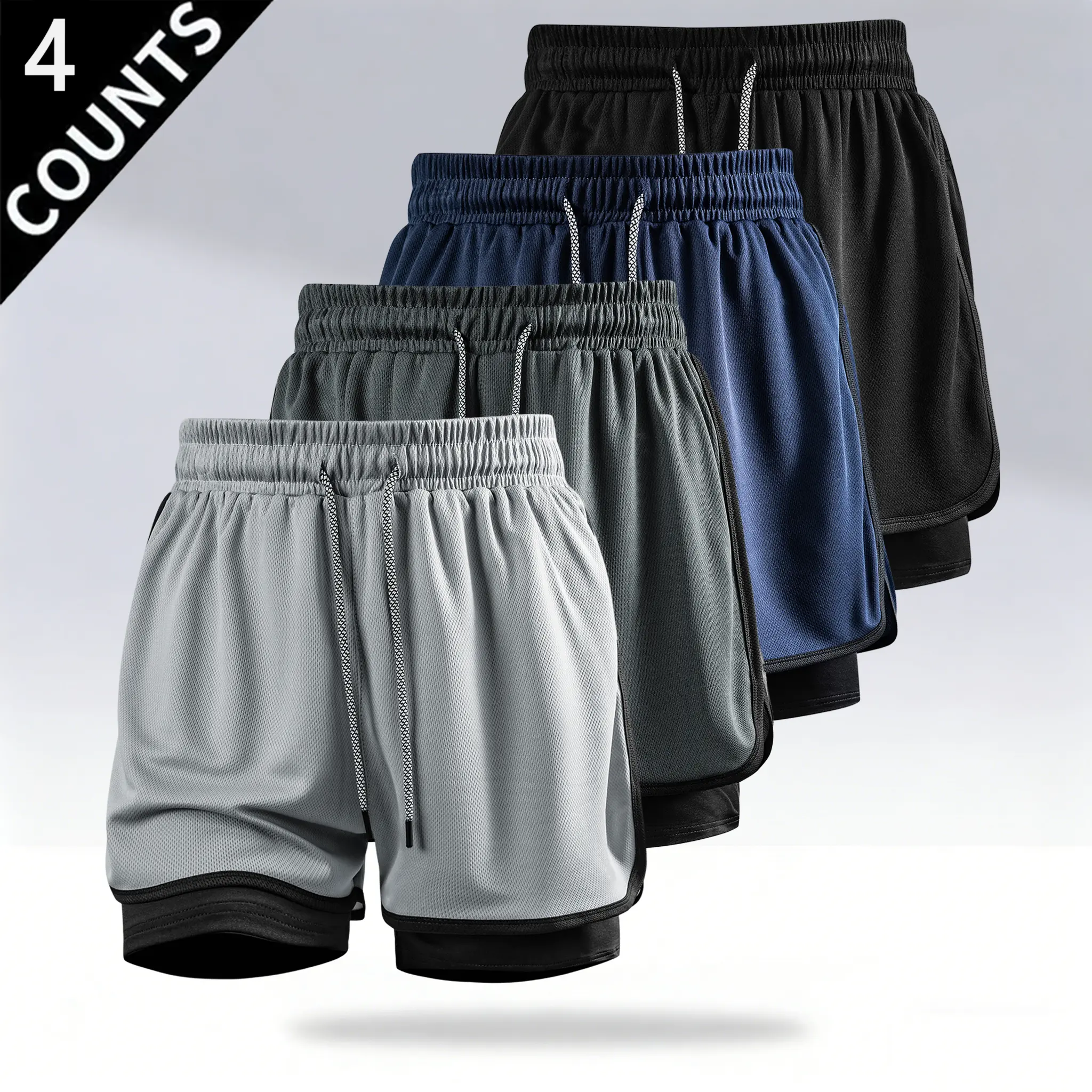 4-Pack: Black + Dark Blue + Dark Gray + Light Gray