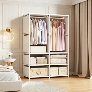 Easy Assembly Open Wardrobe, Solves Small Space Clutter, Ideal for Bedroom, Apartment & Rental Homes, Sturdy Frame with Large Capacity, Economical Hanging Closet, Wardrobe Storage Unit, Wardrobe Closet Organizer