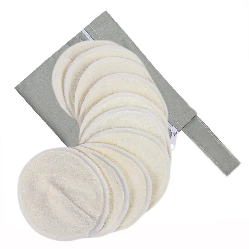 Reusable Breast Pads, 10pcs Washable Nursing Breast Pads with 1 Count Storage Bag, Breastfeeding Accessories for Postpartum Women, Breastfeeding Supplies