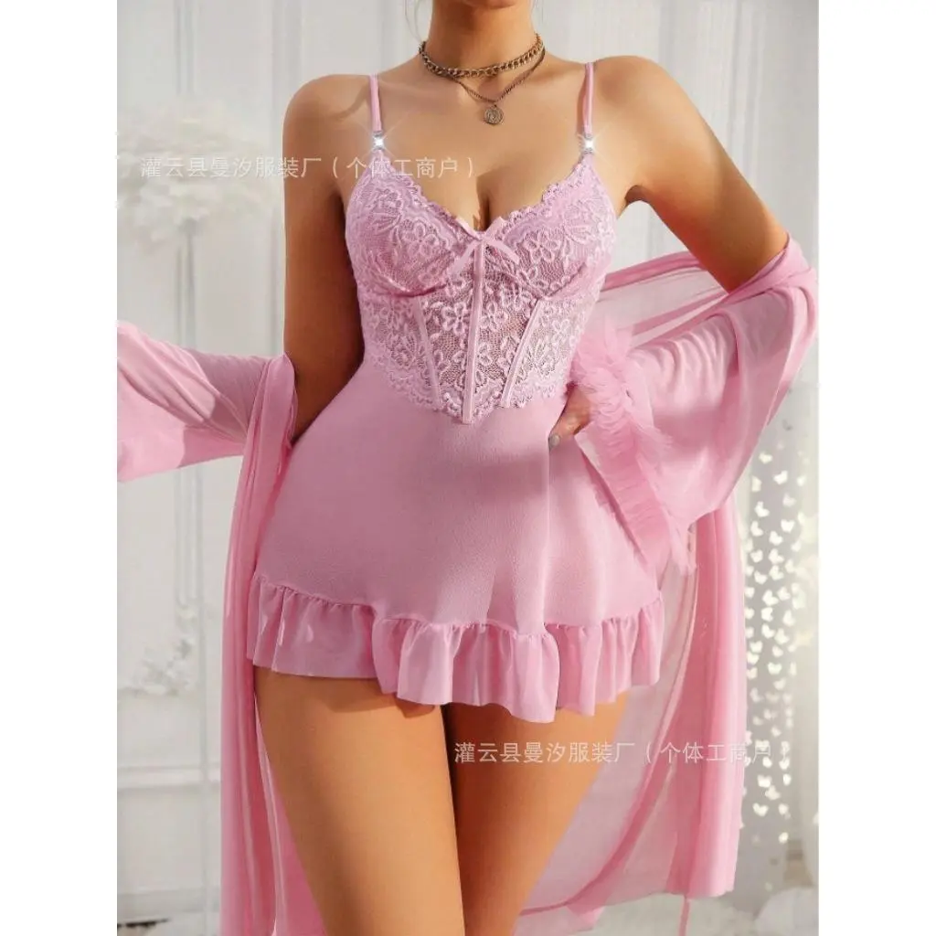Light pink suspender+nightgown