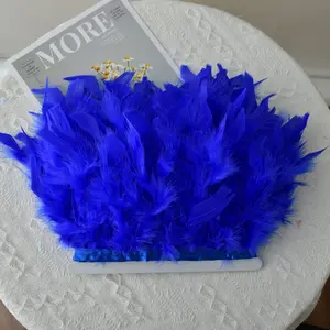 Feather Fringe Ribbon 1 Meter, Rooster Feather Embroidered Fringe, Dyed Feather Trim, Perfect for Carnival, Costume, Wedding, Halloween, Party Event Props & DIY Decor, Party Decoration Supplies