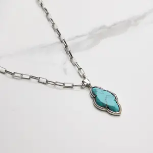 Natural Turquoise Marquise Necklace