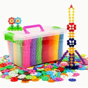 Colorful Snowflake Plastic Creative Building Blocks Set, DIY Kits, Perfect for Classroom Crafts, Birthday & Back-To-School Gifts, Safe Materials, Fun Design