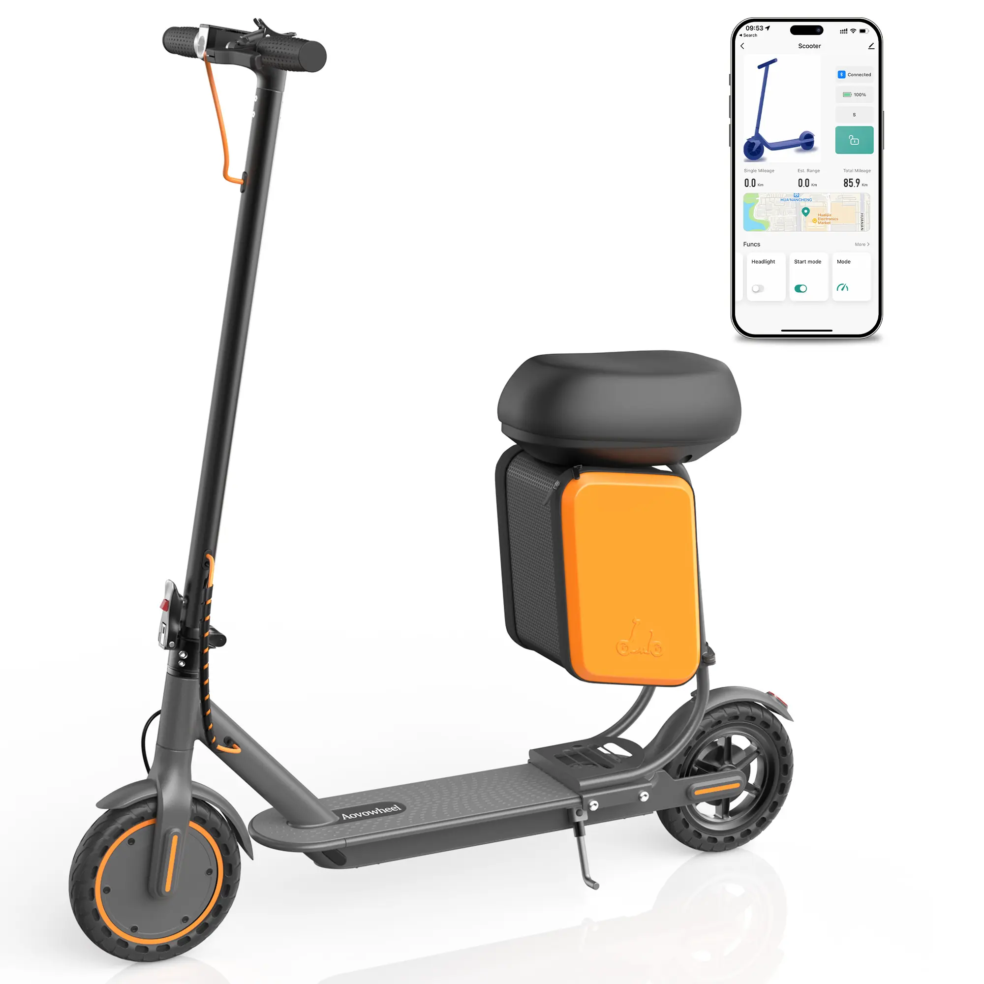 350W DSS Certified Electric Scooter with Seat, Storage Box, 36V 5.2Ah Battery – Portable Commuter Scooter, 19MPH Top Speed, 20-mi Range, 3 Speed Modes, Dual Brakes, Smart APP Control for City Commuting, Campus Rides