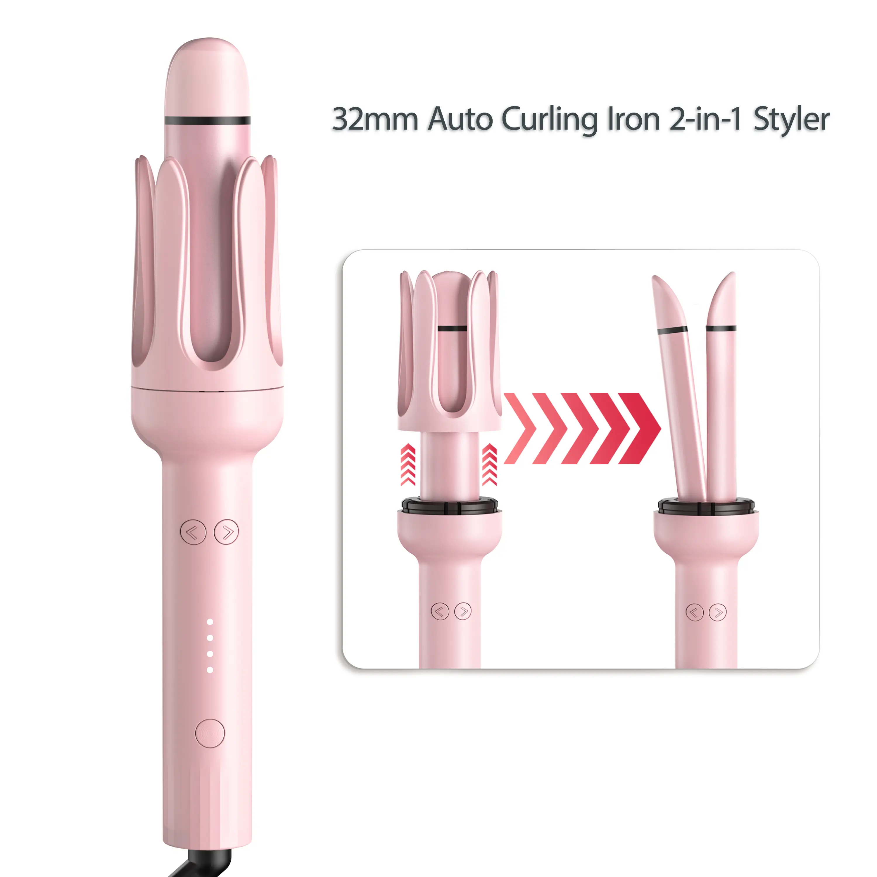 32mm 2-in-1 Automatic Curling iron & Hair Straightener, Ceramic Ionic Anti-Frizz Tool for Smooth, Soft Salon-Style Hair