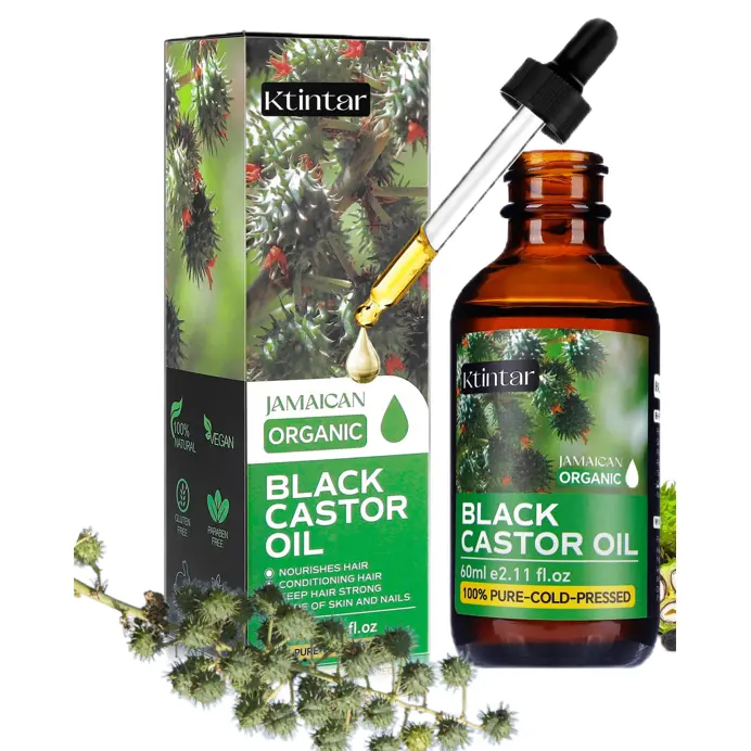 Ktintar Black Castor Oil 1/2/3 COUNT (60g / Count) - Natural Cold Pressed Castor Oil for Hair Growth, Eyebrow & Skin Care, Deeply Moisturizing