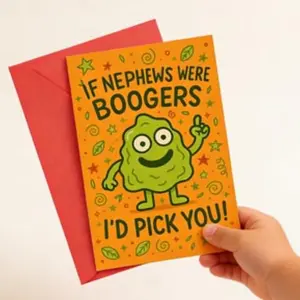 1pc Funny Children Greeting Card Expressing Love and Humor Perfect for Birthday or Special Occasions Gift from Aunt or Uncle to Nephew with Cute Booger Character