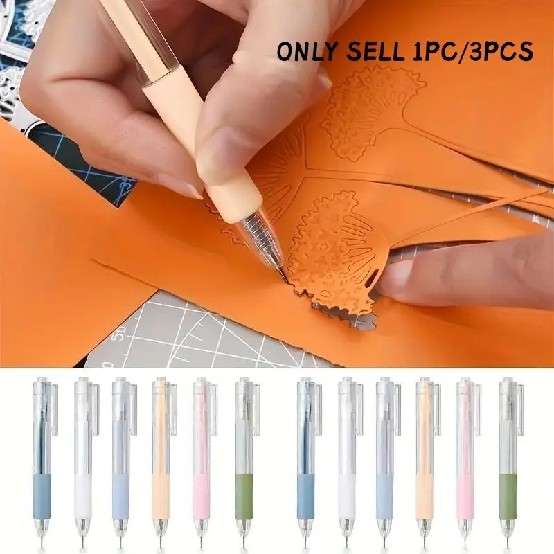 3pcs set/1pc Precision Paper Knife Pen Set, Cutting, Retractable Blade, Ergonomic Handle, Ideal for Artists, Crafters, DIY Projects, Office, School, Scrapbooking, Paper Cutters, Multifunctional Stationery