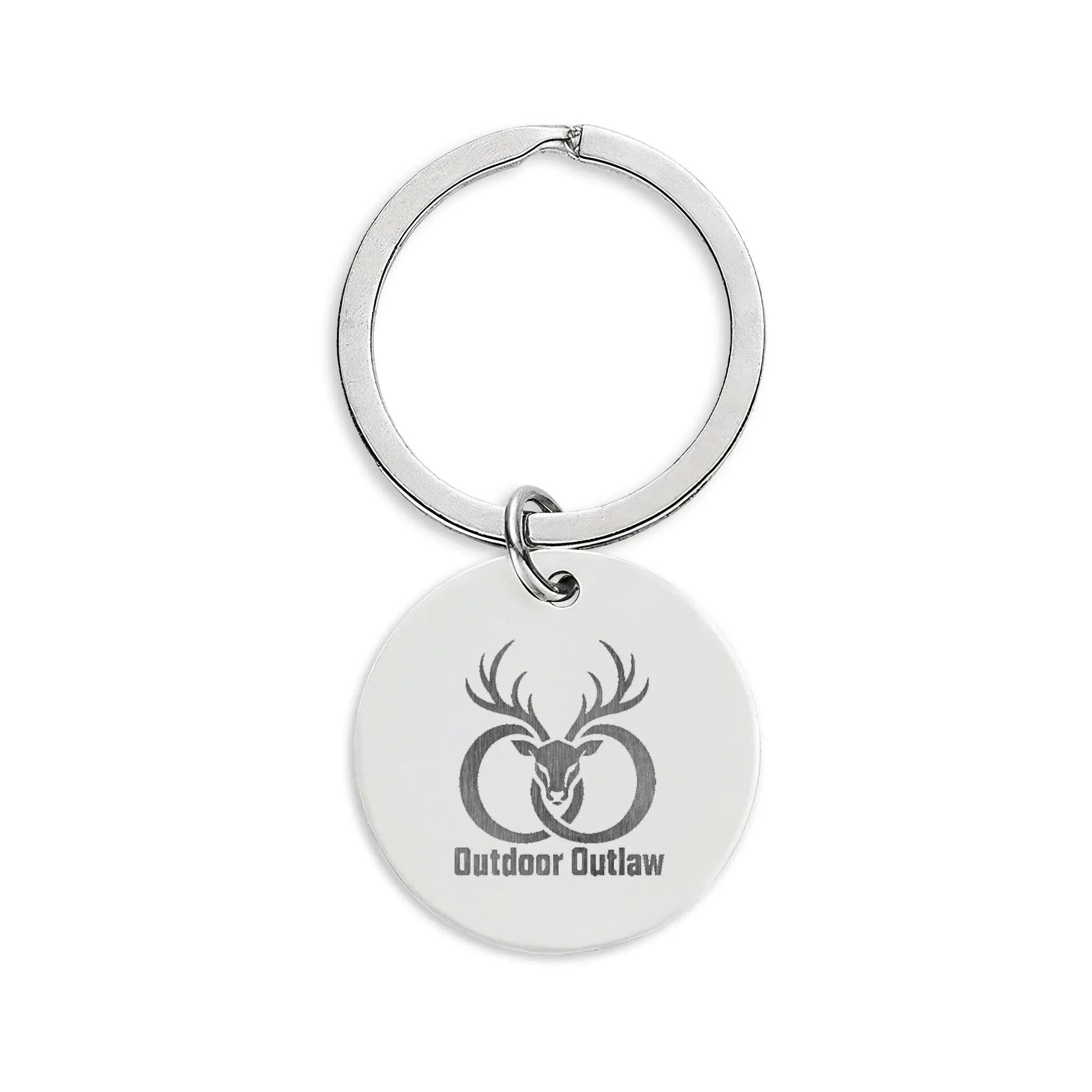 Engraved Stainless Steel Round Keychain – Personalized Outdoor Outlaw Design