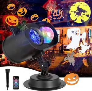 Halloween Christmas Projector Lights Outdoor, 15 Colors  Wave and 12 Slides Patterns Halloween Christmas Decorations Holiday Projectors LED  Lights for Outside House Window Wall Decor
