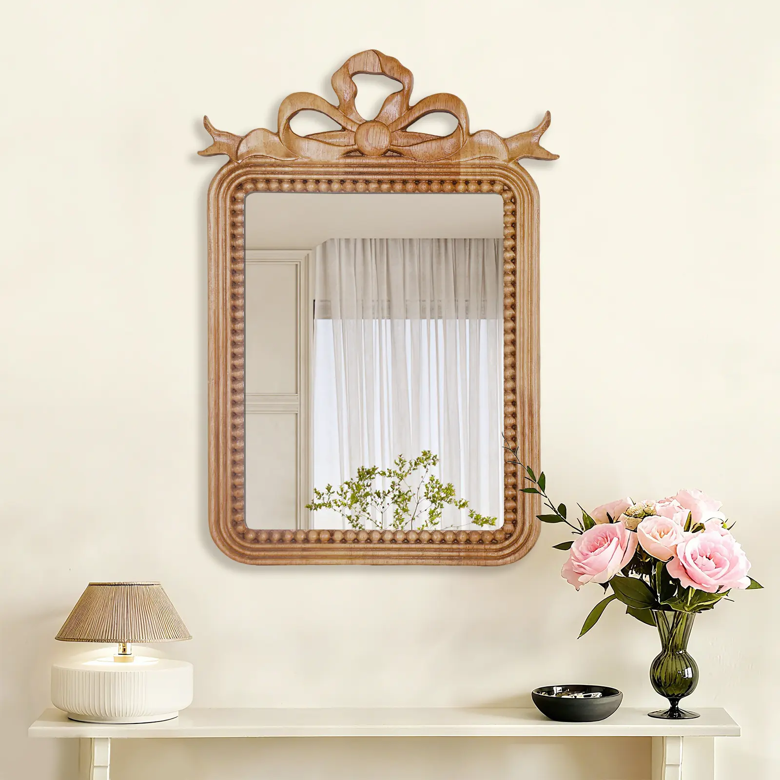 Medium sized retro square mirror,14.5X9.5 Large antique decorative mirror for desks and walls, makeup mirror for makeup wall decoration, bronze color