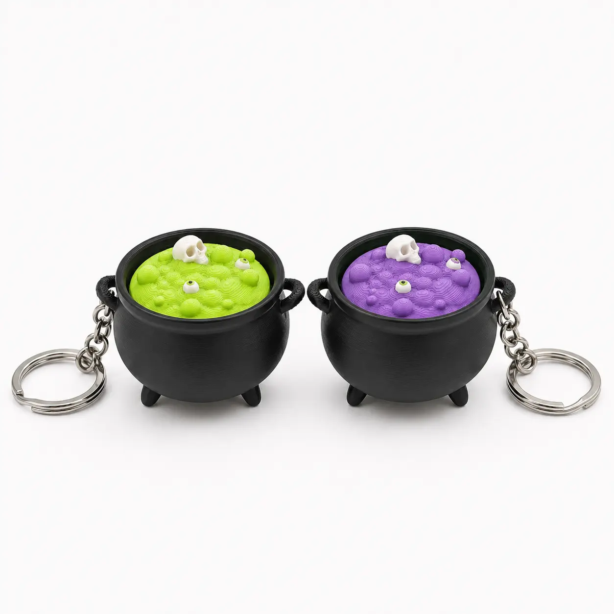 Witch Cauldron Clicker Keychain Fidget Toy, Bubbling Potion Skull & Eyeball Design, Spooky Pocket Desk Accessory, Halloween Gift for Gothic Horror Fans
