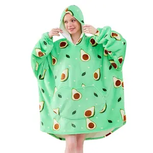 Wearable Blanket for Women Sweatshirt Gifts Super Warm and Cozy Giant Blanket Hoodie, Thick Sherpa Blanket with Sleeves and Giant Pocket Lovely Pattern Winter Loungewear