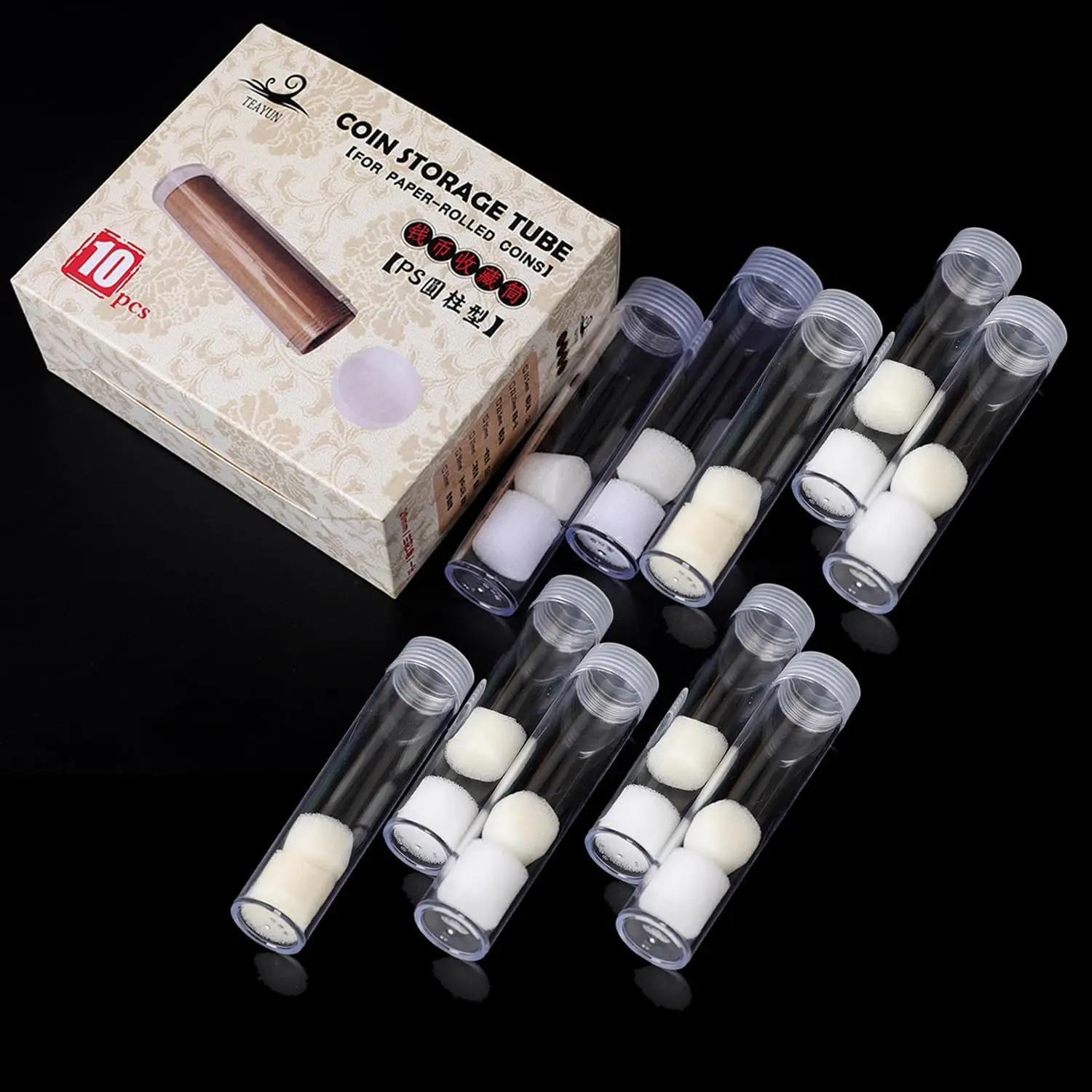 10Peieces Round Clear Plastic Store Round Clear Plastic (Penny Cent) Size  Storage Tube Holders Screw on Lid