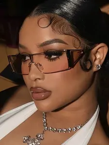 Women New Full Frame Irregularity Shaped Sunglasses Fashionable Popular Metal Glasses Multicolor Lenses Luxury Artsy Men Glasses