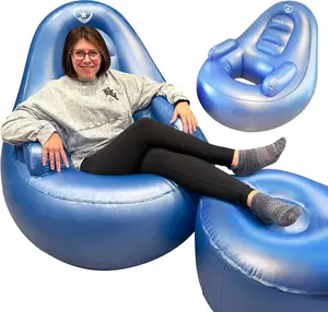 Blue BBL Inflatable Chair with Ottoman for After Butt Surgery Recovery,Sitting,Sleeping,Pregnancy and Relaxation and BBL Pillow Results Lifting Cushions for BBL Lipo 360(Air Pump Not Included)