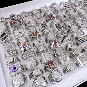 10pcs Retro Exaggerated Synthetic Men Ring,Full Diamond Ring Index Finger Ring, Cubic Zirconiaia Geometric Ring, Suitable for Daily Accessory, Perfect Father Day, Birthday Gifts for Men, Multi-style Random Send