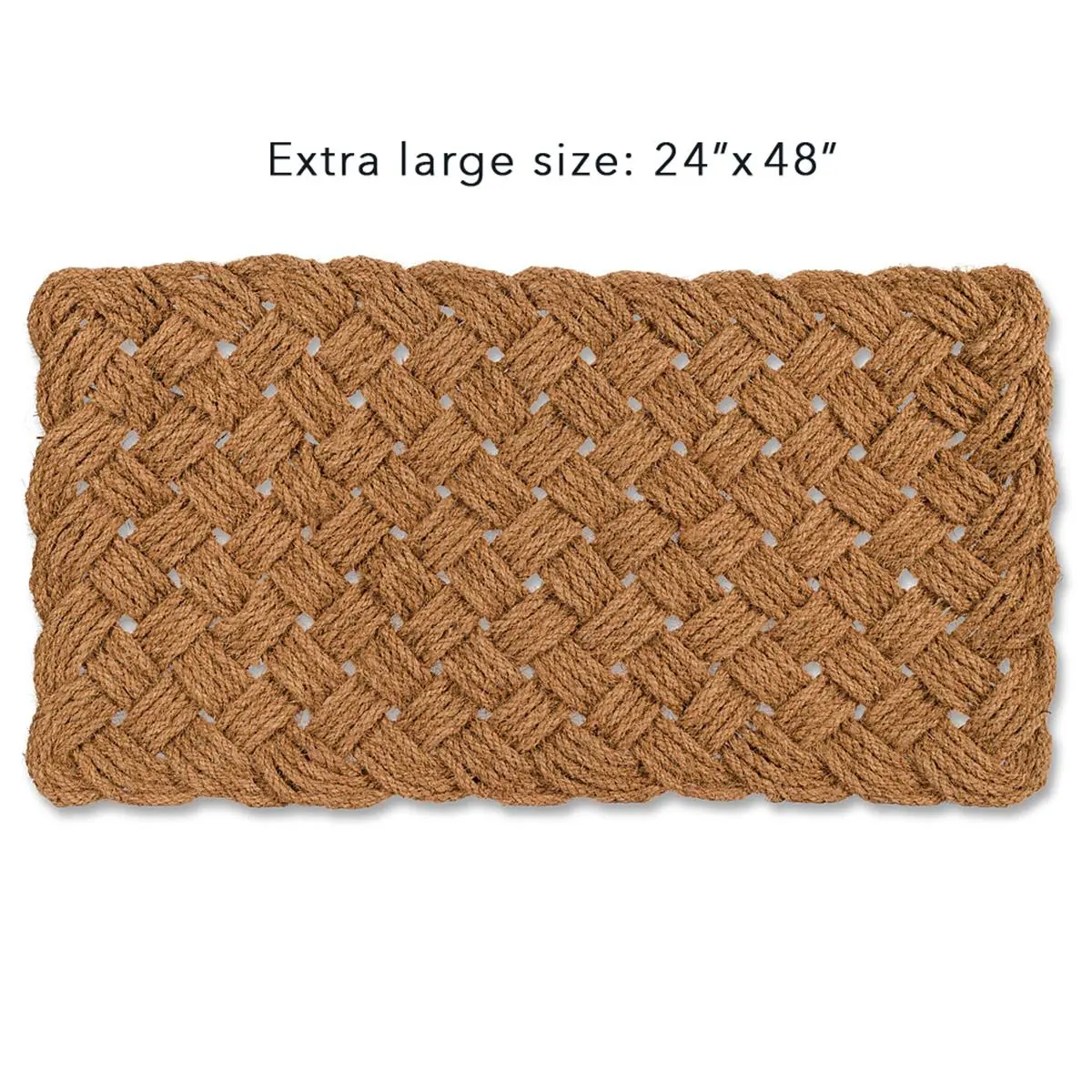 Natural Woven Coir Fibre Doormat - 24x48 in. Extra Large Single Mat, Thick Weave, Weatherproof, Rustic Entrance Way Rug