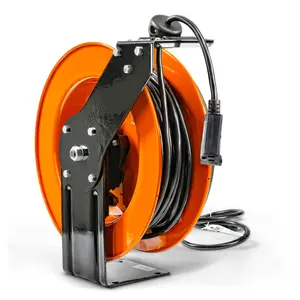 Steel Extension Cord Reel - 12AWG, 80' Ft Cord Length