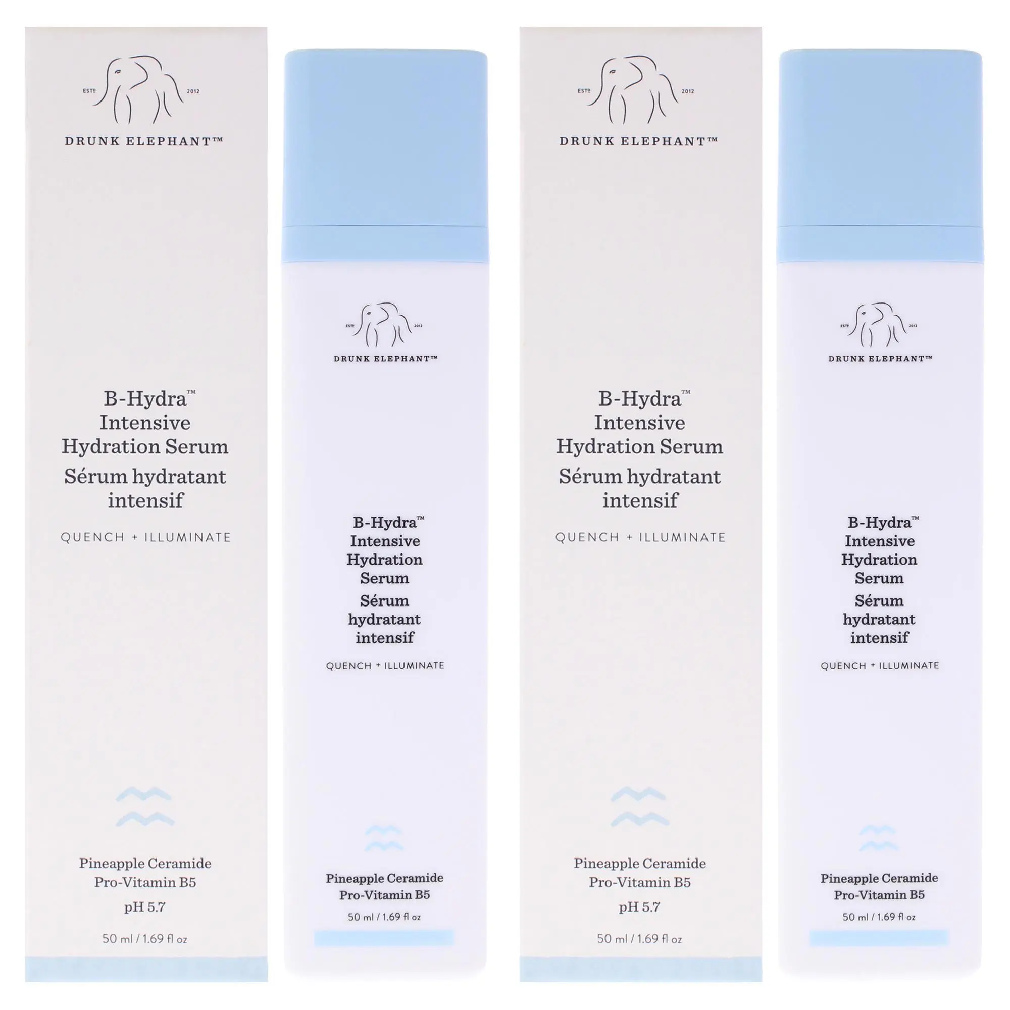 B-Hydra Intensive Hydration Serum by Drunk Elephant for Women - 1.69 oz Serum - Pack of 2
