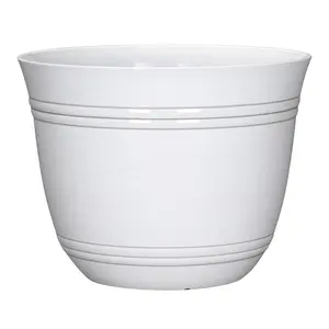 L&G Solutions 7028267 Polyresin Galileo Ornamental Flower Pot, 11x14.5 in, White, Ornamental Flower Pots