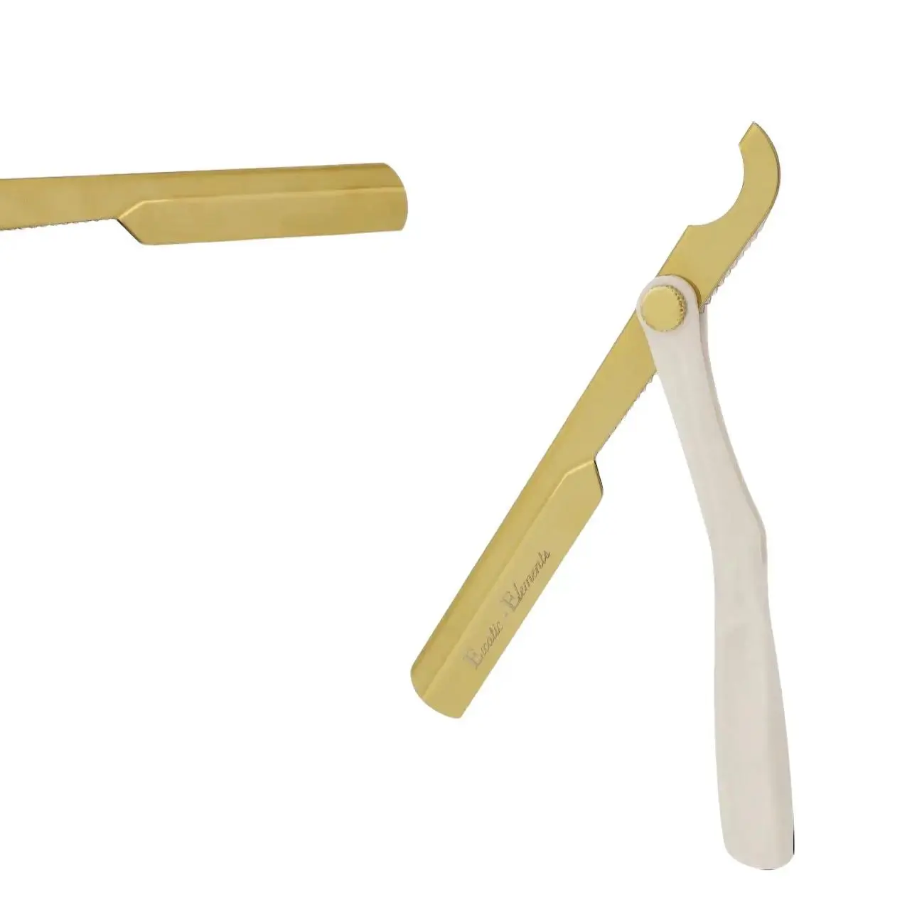 White and Gold Lightweight Shaving Straight Edge Razor Mens Eyebrows, Beard, Hair Multipurpose Shaver