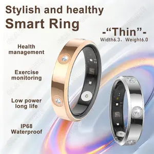 New Diamond Fashion Women Smart Ring With Box IP68 Waterproof Lady ring Heart Rate Health Monitor Sports Pedometer Fitness Rings Rose Gold Smart Sleep and Fitness Ring