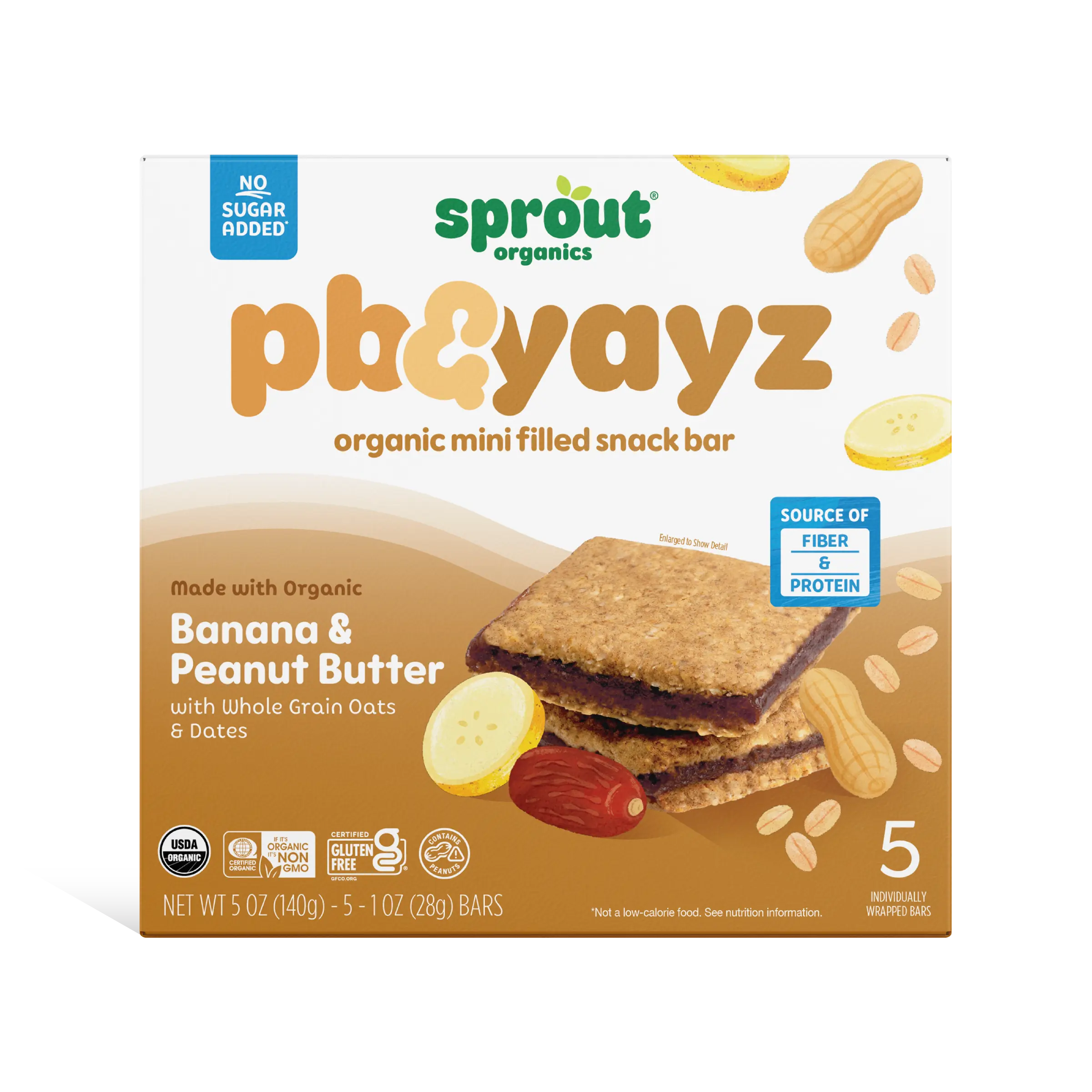 PB&Yayz Banana & Peanut Butter – Organic Gluten-Free Mini Filled Snack Bar – Fiber & Protein with Whole Grain Oats & Dates