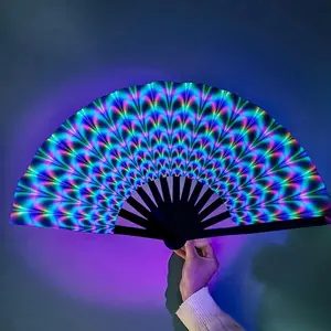 Colorful Hand Fan, Portable Foldable Hand Fan, Luminous Fan for Party, Holiday and Costume, Party Decoration Supplies, Home Decor, Led, Folding Fan