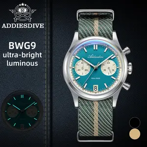 ADDIESDIVE Chronograph Watch Business Casual Watch - 38mm Sweep Second Panda Dial Stopwatch 100m Waterproof Luminous Stainless Steel Watch Lightweight Vintage Watches