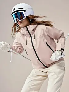 Women's Solid Zip Up Drawstring Hooded Jacket Outdoor Lightweight Windproof Waterproof Long Sleeve Sports for Cycling Snow Skiing Sportwear Fall and Winter Outerwear weather ready lightweight layer seasonal staple
