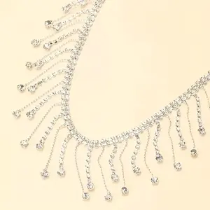 Tassel Hand-Stitched Rhinestone Chain with Mixed Color Glass Crystals, DIY Wedding Party Fashion Accessories for Clothing Shoes Hats Bags