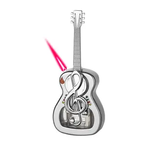 Cool Lighters, Creative Guitar Shape Design Windproof Lighters,Adjustable Red Flame Refillable Butane Lighter for Gifts Mens Lovers Kitchen (Without Butane Gas)