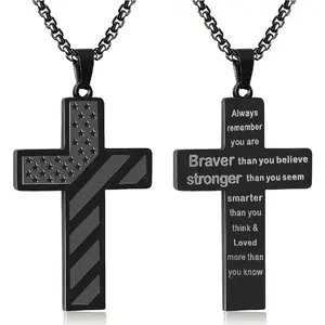 Faith & Patriotism Alert! Hypoallergenic Black Cross Necklace, Perfect for Church, Work & Everyday Wear
