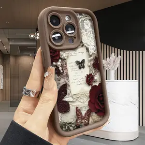 Romantic Rose Letter Compatible with iPhone 17 16 16e 15 17 Air 14 13 12 11 Pro Max Plus X XS Rugged Durable shockproof Anti-Scratch soft Silicone case  2D printing