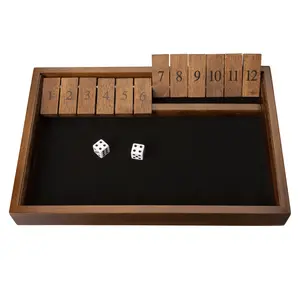 WE Games 12 Number Shut the Box Board Game - Walnut Stained Wood - 13.5 in.