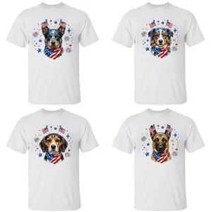 50+ Dog Funny 4th of July 1 Side TShirt/White, USA Labrador Retriever Dog Shirt, Preppy Design 4th of July Dog Digital Shirt, Patriotic Black Labrador Shirt, 4th of July Dog Tee