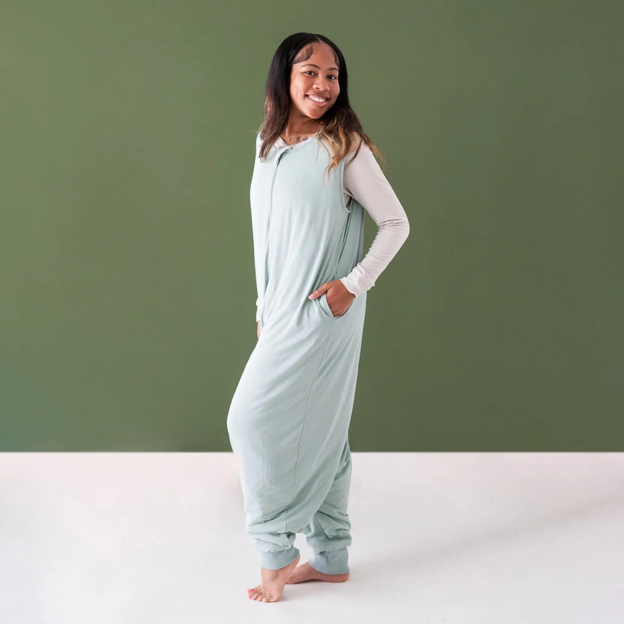 Kyte Baby Adult Unisex Full-Length Wearable Sleep Sack - Sage Loungewear for Camping-Hiking Outdoor Sports, Wearable Sleeping Bags