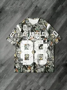 Unisex Los Angeles #88 Camo Print Football Jersey Tee, Oversized Streetwear Graphic T-Shirt, Y2K Fashion, Summer Casual Outfit, Beach Vacation, Festival Style, Street Style, Concert Outfit