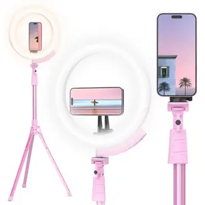 Ubeesize Upgraded 12'' Ring Light with 62'' Tripod Stand & Magnetic Phone Holder LED Selfie RingLight for iPhone with Remote Circle Light for Tiktok YouTube Photography Makeup Live Stream Pink - Alloy Aluminium Smartphone.