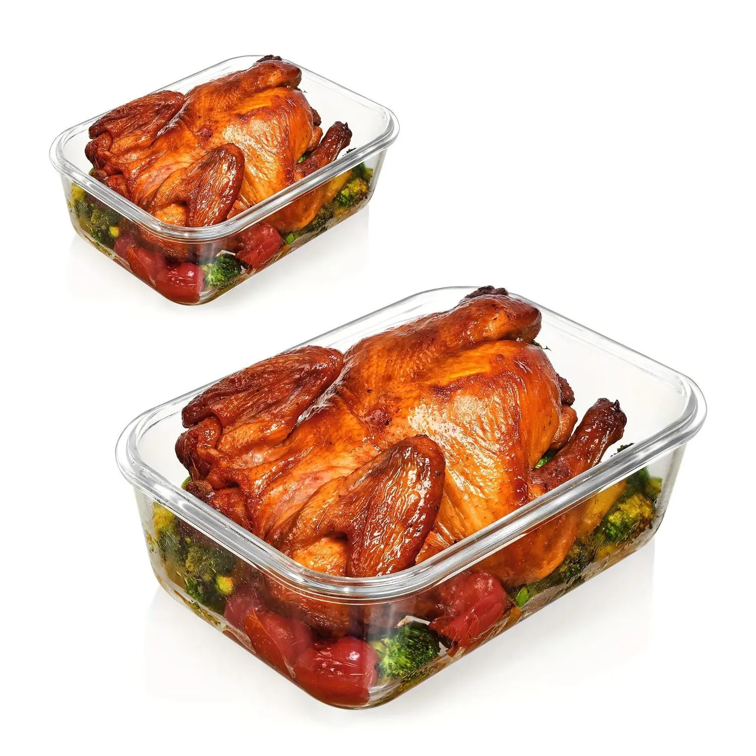 2Pack 1860ml/ 63oz Large Glass Storage Containers With Lids, Baking Container With Snap Airtight Lids For Microwave, Oven, Meal Prep Food Container Set, Leak Proof, For Freezer, Dishwasher
