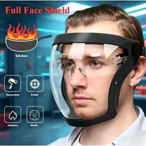 Full-Face Protective Shield, Transparent Visor, Adjustable Durable Plastic Safety Mask with Easy Drawstring Closure, Heat & Impact Resistant Work Accessories for Work, Outdoor Use