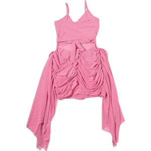 Women's Sexy Spaghetti Strap Mesh Sleeveless Ruched Backless Dress - Comfortable Summer Formal Pull-On Statement Wear for Party, Club outdoorfun