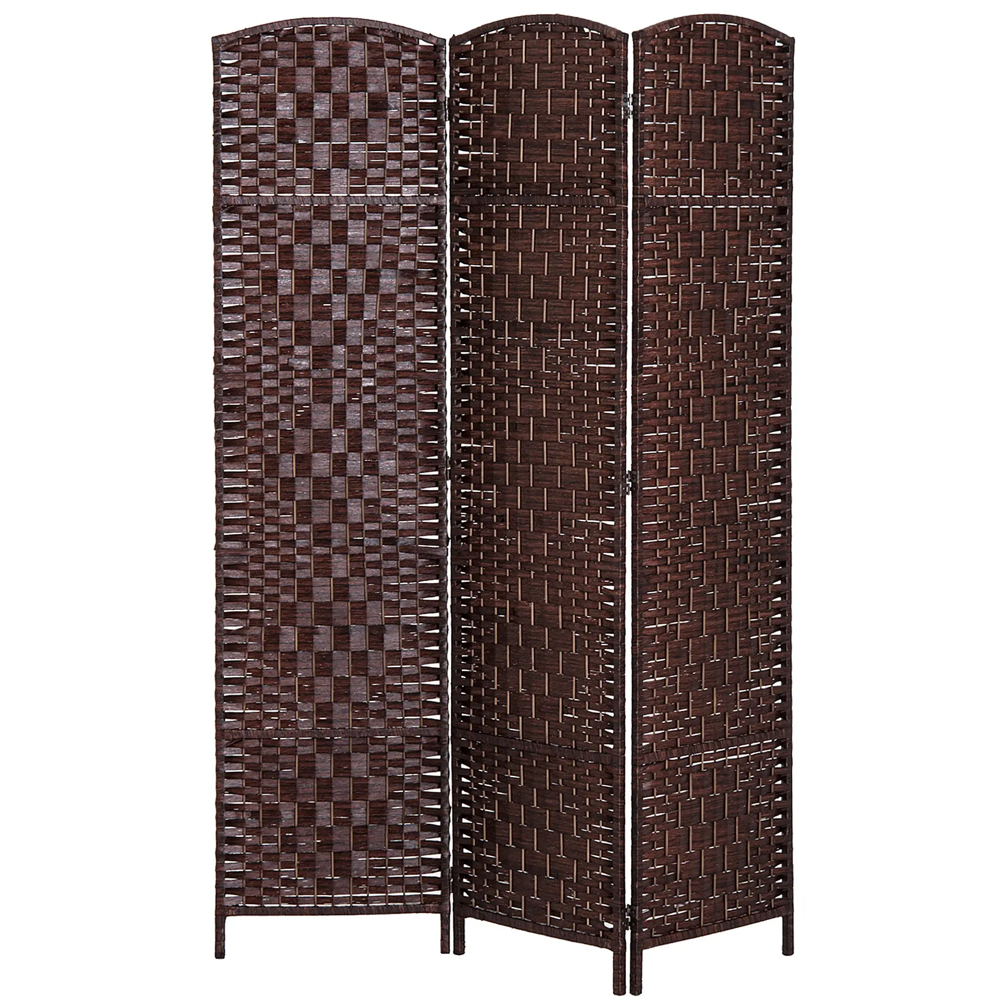 Classic brown paper rope diamond weave freestanding privacy partition combines decorative artistic handcrafted look and functional space dividing effect matching diverse rustic modern home decor styles