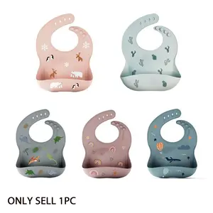 Children Silicone Bib Waterproof Anti-Stain Easy Clean Suitable for Boys Girls, Baby Feeding Apron, Feeding Bibs, 1 Piece Pack