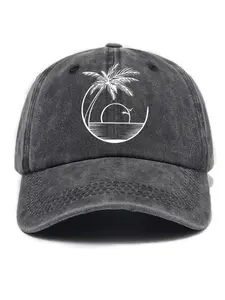 Unisex Cartoon Sunset Print Baseball Cap, Casual Fitted Sun Hat for All Seasons, Outdoor Versatile Washable Retro Style